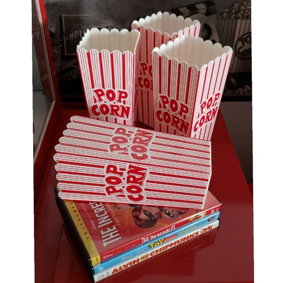 Other - POPCORN--Red/White Reusable Plastic Containers